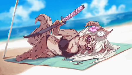 5_fingers anthro beach bikini breasts canine cleavage clothed clothing day detailed_background eyebrows eyelashes eyewear female flower flower_in_hair fruitbloodmilkshake fur grey_fur hair holding_object holding_weapon inner_ear_fluff long_hair lying mammal melee_weapon midriff navel pink_eyes plant public seaside sky smile solo sunglasses swimsuit sword water weapon white_hair wide_hips
Rating: Safe
Score: 4
User: remigius
Date: August 18, 2017 5_fingers anthro beach bikini breasts canine cleavage clothed clothing day detailed_background eyebrows eyelashes eyewear female flower flower_in_hair fruitbloodmilkshake fur grey_fur hair holding_object holding_weapon inner_ear_fluff long_hair lying mammal melee_weapon midriff navel pink_eyes plant public seaside sky smile solo sunglasses swimsuit sword water weapon white_hair wide_hips
Rating: Safe
Score: 4
User: remigius
Date: August 18, 2017