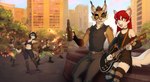 Rating: s
ID: 1821830
Date: 2019-03-19 13:52:13 -0400
Status: active
Score: 116
anthro bottle city city_background clothed clothing container detailed_background digital_media_(artwork) domestic_cat duo_focus electric_guitar eye_patch eyewear felid feline felis female fire fire_breathing_(act) fire_performance fountain fur gottheld_(iskra) group guitar hi_res iskra konrad_zengel les_paul mai_karmel male mammal modern_architecture moscow musical_instrument open_mouth open_smile orphen-sirius performance_art playing_guitar playing_music plucked_string_instrument seelena_zorn_(iskra) shaded smile street_performer string_instrument post #1821830