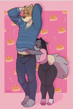 Rating: s
ID: 4884933
Date: 2024-06-28 21:40:46 -0400
Status: active
Score: 21
anthro black_hair blonde_hair bottomwear breasts brown_body brown_fur cadaverrdog canid canine canis cigarette cleavage clothed clothing cross cross_necklace denim denim_bottomwear denim_clothing domestic_dog domino_(cadaverrdog) duo eyes_closed fargo female fluffy fluffy_tail footwear fur grey_body grey_fur hair hi_res hug hugging_another hugging_from_behind jeans jewelry male mammal mixed_breed multicolored_body multicolored_fur necklace nonbinary_(lore) pants pink_background pomsky simple_background smile smoking smoking_tobacco socks sweatee tail tan_body tan_fur two_tone_body two_tone_fur post #4884933