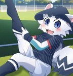 Rating: s
ID: 5259306
Date: 2024-12-22 19:15:40 -0500
Status: active
Score: 23
2023 5_fingers absurd_res anthro bent_legs black_cape black_clothing black_footwear black_socks blue_eyes blush bodily_fluids bottomwear canid canine canis cape clothing domestic_cat dressing_self eyebrows fangs felid feline felis fingers footwear fur happy hi_res hybrid japanese_description kemono looking_at_viewer male mammal open_mouth outside raised_leg shorts sitting_on_grass soccer_field soccer_socks soccer_uniform socks solo sportswear sweat tail teeth tsukane_yoda uni-ku uniform white_body white_bottomwear white_clothing white_fur white_shorts wolf young young_anthro young_male post #5259306