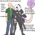 Rating: s
ID: 5544212
Date: 2025-05-02 16:05:00 -0400
Status: active
Score: 6
1:1 2023 5_fingers accessory anon_(snoot_game) anthro arsenic_iii bald bottomwear bulge cavemanon_studios clothed clothing cosplay crossdressing denim denim_bottomwear denim_clothing dialogue digital_drawing_(artwork) digital_media_(artwork) dinosaur dress dromaeosaurid duo english_text feathered_dinosaur feathered_scalie feathered_tail feathers fingers goodbye_volcano_high hair_accessory hairband human jacket jeans legwear light-skinned_male light_body light_skin long_tail male mammal microraptor nier_automata open_mouth open_smile pants platinumgames prehistoric_species purple_body purple_feathers reptile sage_(gvh) scales scalie simple_background smile snoot_game snout tail tail_tuft tan_body tan_scales text theropod thigh_highs topwear tuft white_background wig yorha_2b post #5544212