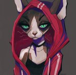 Rating: s
ID: 5574254
Date: 2025-05-15 14:50:35 -0400
Status: active
Score: 11
anthro choker clothed clothing collarbone domestic_cat drawstring eye_bags eyelashes felid feline felis female front_view fur fur_markings green_eyes hairless hairless_cat hi_res hoodie jewelry looking_at_viewer mammal markings nair_(character) naircat necklace open_clothing open_hoodie open_topwear portrait red_clothing red_hoodie red_topwear slim slim_anthro slim_female snout solo sphynx_(cat) topwear wishbone_mouth post #5574254