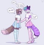 Rating: s
ID: 4998016
Date: 2024-08-20 08:36:42 -0400
Status: active
Score: 172
2024 anthro armwear blue_hair bottomwear brown_ears canid canine clothed clothing collar crop_top crossdressing dialogue dipstick_tail duo english_text female femboy fleurfurr fox fur hair hi_res legwear male mammal markings midriff pattern_armwear pattern_clothing pattern_legwear pink_inner_ear purple_body purple_ears purple_fur purple_hair purple_tail shirt skirt speech_bubble striped_armwear striped_clothing striped_legwear stripes tail tail_betrayal tail_markings tail_motion tailwag text topwear white_tail post #4998016