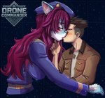 Rating: s
ID: 5618176
Date: 2025-06-03 08:20:41 -0400
Status: active
Score: 12
anthro big_breasts blue_body blue_fur blush breasts clothed clothed_anthro clothing drone_commander duo english_text felid feline female fur hair hat headgear headwear hi_res human jacket kira_(drone_commander) kiss_on_lips larger_female logo male male/female mammal military_beret murchie red_hair sekarri size_difference text topwear uniform post #5618176