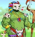 Rating: s
ID: 4995249
Date: 2024-08-18 22:37:52 -0400
Status: active
Score: 121
anthro belly biceps bone bone_mask bottomwear clothing duo feathered_headdress feathers female green_body hair hi_res human joonlic1ous lihzahrd lizard loincloth male mammal mask multicolored_hair muscular muscular_anthro muscular_male pecs reptile scalie skull skull_mask staff terraria witch_doctor_(terraria) post #4995249