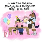Rating: s
ID: 5578973
Date: 2025-05-17 14:40:50 -0400
Status: active
Score: 5
anthro apron balloon birthday black_ears black_feet black_hands black_nose brown_body brown_fur cake candle canid canine clothing dessert elubbb_(p_rindustries) equid equine eyebrows eyes_always_closed eyes_closed eyewear feet food frown fur glasses haiku_(poetry) hat headgear headwear horse inflatable male mammal p_rindustries p_rindustries_(p_rindustries) party_hat party_horn pink_background poetry raccoon_dog simple_background sitting smile standing tail tanuki thick_eyebrows whisker_spots white_feet post #5578973