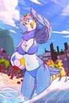 Rating: s
ID: 4651738
Date: 2024-03-11 18:56:28 -0400
Status: active
Score: 985
2024 87 anthro arched_back avian ball beach beach_ball belly bikini bird blue_bikini blue_body blue_clothing blue_eyes blue_feathers blue_sky blue_swimwear blush breasts canid canine ceroba_ketsukane chest_tuft clothing cloud countershade_torso countershading day detailed_background digital_media_(artwork) eyelashes eyewear eyewear_on_head feathers female fox glistening glistening_body goggles goggles_on_head group hand_on_hip hi_res inflatable jerry_(undertale) mammal martlet_(undertale_yellow) navel neck_tuft no_pupils outside palm_tree plant portrait ruff side-tie_bikini sitting sky smile solo_focus standing starlo_(undertale_yellow) string_bikini swimwear tail tail_feathers three-quarter_portrait tied_bikini tree tuft two-piece_swimsuit undertale undertale_(series) undertale_yellow wave white_body white_countershading wings post #4651738
