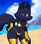 Rating: s
ID: 5616463
Date: 2025-06-02 13:05:31 -0400
Status: active
Score: 23
anthro apid_(chonzo) beach big_breasts bikini black_body black_fur blush breasts canid chonzo cleavage cleavage_cutout clothed clothing cloud cutout detailed_background digital_media_(artwork) empty_eyes eyelashes female front_view fur glistening glistening_clothing gold_bikini gold_bikini_bottom gold_bikini_top golden_week hand_on_leg hand_on_thigh happy hi_res legwear light logo looking_at_viewer mammal one_eye_closed open_mouth open_smile outside pink_tongue sand sea smile snaggle_tooth solo standing sunlight swimwear tail thick_thighs thigh_highs tongue two-piece_swimsuit unavailable_at_source water white_eyes wide_hips wink winking_at_viewer wulfren post #5616463