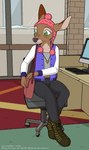 Rating: s
ID: 4330505
Date: 2023-10-03 17:34:03 -0400
Status: active
Score: 104
2022 anthro autumndeer bag biped black_nose bojack_horseman boots bottomwear carpet chair clothed clothing deer desk desktop digital_media_(artwork) electronics female footwear freckles fur fur_markings furniture green_eyes hat headgear headwear humanoid_hands inside jersey jewelry keyboard mammal markings monitor necklace netflix office_chair pants penny_carson shirt shoes signature sitting smile solo table topwear vest window wool_clothing wool_hat wool_headwear post #4330505