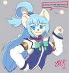 Rating: s
ID: 5333310
Date: 2025-01-27 00:23:09 -0500
Status: active
Score: 21
accessory anthro aqua_(konosuba) blue_eyes blue_hair clothing conejitosempai female hair hair_accessory hi_res humor konosuba:_god's_blessing_on_this_wonderful_world! mammal mouse murid murine rodent simple_background solo spanish_text text translated post #5333310