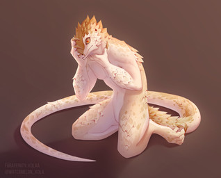 Rating: s
ID: 3412120
Date: 2022-06-26 04:14:01 -0400
Status: active
Score: 31
anthro artist_name brown_background featureless_crotch hand_on_face hand_on_neck hi_res horned_lizard_(disambiguation) kneeling kolaa lizard male navel red_eyes reptile scales scalie shadow simple_background solo tail tan_arms tan_body tan_legs tan_scales tan_sclera tan_tail text three-quarter_view post #3412120