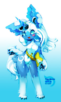 Rating: s
ID: 125514
Date: 2011-03-24 17:45:12 -0400
Status: active
Score: 7
2011 anthro artist_name blue_body blue_eyes blue_fur blue_hair blue_horn blush breasts character_name digital_media_(artwork) digital_painting_(artwork) equid equine featureless_breasts female full-length_portrait fur gradient_background hair hi_res horn kemono mammal mythological_creature mythological_equine mythology napkit navel nude open_mouth open_smile painting_(artwork) paws portrait shaded simple_background smile solo standing tail text unicorn unicorn_horn vita_(napkit) white_body white_fur white_hair post #125514