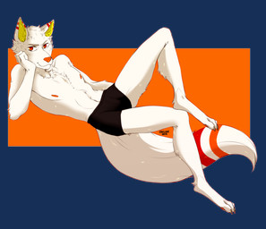 Rating: s
ID: 725137
Date: 2015-09-10 21:04:57 -0400
Status: active
Score: 3
2015 alpha_channel anthro biped black_clothing black_underwear boxer_briefs canid canine canis clothed clothing fur hand_on_face looking_at_viewer lying male mammal nipples orange_eyes orange_nose owllek partially_clothed paws signature smile solo stripes underwear volskar white_body white_fur wolf post #725137
