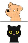 Rating: s
ID: 3473715
Date: 2022-07-29 01:03:31 -0400
Status: active
Score: 92
2:3 ambiguous_gender animated black_body black_ears black_eyes black_nose bodily_fluids canid canine canis constriction_response domestic_cat domestic_dog evil_grin fangs felid feline felis feral frame_by_frame front_view keke_(artist) line_boil looking_at_viewer mammal pupillary_response pupils red_tongue short_playtime simple_background slit_pupils smile smiling_at_viewer sweat tan_body tan_ears teeth tongue tongue_out white_background worried yellow_eyes post #3473715