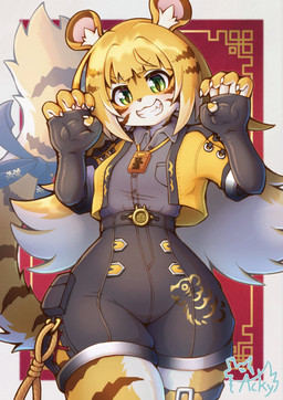 Rating: s
ID: 5670852
Date: 2025-06-27 11:16:44 -0400
Status: active
Score: 2
absurd_res accessory acky05 alternate_species anthro armwear black_armwear black_bottomwear black_clothing black_shorts blonde_hair blush blush_lines border bottomwear bow_ribbon brown_body brown_fur brown_nose brown_stripes claws clothed clothing eyelashes felid female front_view fur furgonomics green_eyes grey_border grey_clothing grey_topwear hair hi_res inner_ear_fluff ju_fufu long_hair looking_at_viewer mammal markings mihoyo multicolored_hair pantherine pawpads pupils red_background ribbons shorts simple_background slit_pupils smile solo striped_markings striped_tail stripes tail tail_accessory tail_bow tail_markings tail_ribbon thick_thighs tiger topwear tuft two_tone_hair white_body white_claws white_fur white_hair wide_hips yellow_body yellow_clothing yellow_fur yellow_topwear zenless_zone_zero post #5670852