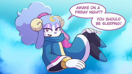 Rating: s
ID: 5358453
Date: 2025-02-07 22:33:30 -0500
Status: active
Score: 30
16:9 2025 alone_on_a_friday_night_(meme) anthro ariem_(sonic) blue_body blue_ears blue_fur blue_wool bovid caprine clothed clothing countershading curved_horn english_text eyelashes eyeshadow female floppy_ears fluffy fluffy_hair fur gloves hair handwear hi_res horn hyoumaru long_ears looking_at_viewer lying makeup mammal on_side pink_inner_ear purple_eyeshadow sega sheep sitting sonic_dream_team sonic_the_hedgehog_(series) talking_to_viewer text white_body white_clothing white_countershading white_fur white_gloves white_handwear white_wool widescreen wool_(fur) post #5358453