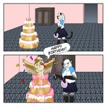 Rating: s
ID: 5023794
Date: 2024-09-01 15:09:30 -0400
Status: active
Score: 7
1:1 absurd_res android annoyed anthro avian beak bird birthday_cake blue_eyes blue_nose bottomwear breasts bursting_out cake candle chest_tuft clothing comic complex_body_markings complex_markings confetti cutlery dessert dialogue duo english_text fangs feathered_tail feathered_wings feathers felid feline female floor fluffy fluffy_chest food fork fur gradient_body grey_body grey_fur hair hi_res kitchen_utensils machine male male/female mammal manguito_(artist) markings messy owl patterned_fur plate rionach_(character) robot robotic_tail rye_owl_(character) sabertooth_(anatomy) skirt smile solo spots spotted_markings surprise tail teeth teeth_showing text thick_thighs tile tile_floor tools tuft walking white_hair wings post #5023794