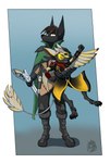 Rating: s
ID: 5309537
Date: 2025-01-15 13:38:42 -0500
Status: active
Score: 30
3_fingers 4_ears abstract_background amber_eyes angry anthro anubian_jackal armband armor avali avian barefoot belt belt_buckle big_ears biped black_body black_boots black_claws black_clothing black_footwear black_fur black_nose blue_background boots bottomwear bovid bracelet brown_eyes brown_hair buckle canid canine canis cape carrying_another cheek_tuft claws cloak clothed clothed_male clothing colored costume digital_media_(artwork) digitigrade duo eyebrows eyewear facial_tuft fangs feathered_wings feathers feet fight fingers fist flat_colors fluffy footwear fur furgonomics gear geometric_background gesture glasses goggles grabbing gradient_background greaves green_clothing gun hair half-closed_eyes handgun handwear headgear hi_res holding_gun holding_object holding_ranged_weapon holding_weapon hug hugging_another hugging_from_behind inner_ear_fluff jackal jacket jewelry kerchief larger_male legwear long_ears long_tail looking_away looking_up male mammal markings midair military multi_ear multicolored_body multicolored_feathers multicolored_tail mythological_avian mythological_creature mythology narrowed_eyes neckerchief neckwear open_mouth pants pistol pose raised_arm ranged_weapon raubr1tter red_scarf scarf serious shaded sharp_teeth shoes short_hair shoulder_guards simple_background size_difference smaller_anthro smaller_male soldier standing stripes suit tail tail_markings talons teeth toe_claws toes topwear tuft uniform vest warrior weapon white_body white_feathers white_hair winged_arms wings yellow_sclera post #5309537