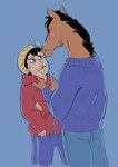 Rating: s
ID: 4051628
Date: 2023-05-14 13:31:09 -0400
Status: active
Score: 21
2019 anthro bojack_horseman bojack_horseman_(character) clothed clothing dokudrinker duo equid equine hi_res horse human male mammal netflix todd_chavez post #4051628
