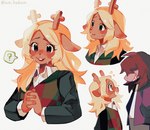 Rating: s
ID: 5636406
Date: 2025-06-11 22:00:45 -0400
Status: pending
Score: 3
anthro antlers artist_name black_clothing black_shirt black_topwear blonde_hair blush blush_lines bodily_fluids bottomwear brown_body brown_fur brown_hair buckteeth bust_portrait checkered checkered_clothing checkered_sweater checkered_topwear clasped_hands closed_smile clothed clothing deer deltarune digital_media_(artwork) duo eyebrows female female/female flustered flying_sweatdrops freckles fully_clothed fur grey_bottomwear grey_clothing grey_pants grin hair hair_over_eyes half-length_portrait hands_in_both_pockets hi_res horn jacket long_hair looking_at_another mammal mouth_closed multiple_images nervous new_world_deer noelle_holiday open_mouth open_smile pants pattern_clothing pattern_sweater pattern_topwear portrait purple_body purple_clothing purple_jacket purple_topwear question_mark raised_inner_eyebrows red_nose reindeer scalie sharp_teeth shirt side_view simple_background size_difference smile solo speech_bubble susie_(deltarune) sweat sweatdrop sweater sweater_vest teeth text three-quarter_view topwear twitter_handle unavailable_at_source undertale_(series) vest white_background white_clothing white_shirt white_topwear wo_habum yellow_teeth post #5636406