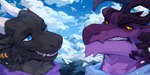 Rating: s
ID: 5650534
Date: 2025-06-18 07:12:30 -0400
Status: active
Score: 7
ambiguous_gender anthro black_sclera blue_eyes cheek_spikes clothed clothing cloud corzh77 day dragon duo ear_piercing ear_ring facial_spikes fur furred_dragon furred_scalie grey_body grey_fur grin hi_res horn looking_at_viewer male mountain mythological_creature mythological_scalie mythology orange_eyes outside piercing purple_body purple_scales ring_piercing scales scalie sky smile spikes spikes_(anatomy) white_horn post #5650534
