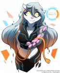 Rating: s
ID: 1858116
Date: 2019-04-29 14:33:15 -0400
Status: active
Score: 110
2019 adobe_photoshop_(artwork) anthro breasts cable canid canine canis claws cleavage clothed clothing colored conditional_dnp cybernetics cyberpunk digital_media_(artwork) english_text female first_person_view fur glowing glowing_eyes grey_hair hair hi_res holding_object keidran looking_at_viewer machine mammal midriff navel pawpads raine_silverlock science_fiction simple_background solo text tom_fischbach twokinds white_background white_body white_fur wire wolf yellow_eyes post #1858116