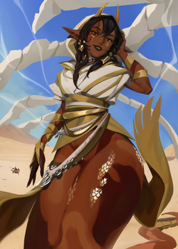 Rating: s
ID: 5670919
Date: 2025-06-27 12:00:46 -0400
Status: active
Score: 10
absurd_res apode black_hair blue_sky brown_body brown_skin clothed clothing day desert draconcopode ear_piercing ear_ring eyelashes female female_humanoid front_view hair hi_res horn humanoid humanoid_pointy_ears lamia legless looking_at_viewer markings narrowed_eyes outside piercing pointy_ears reptile ring_piercing scalie serpentine shermugi signature sky smile snake solo split_form yellow_eyes yellow_horn yellow_markings post #5670919