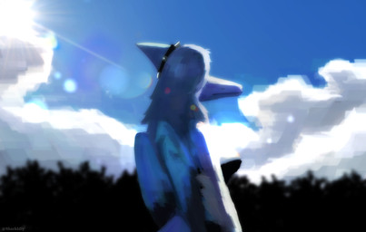 Rating: s
ID: 5746317
Date: 2025-07-31 03:58:05 -0400
Status: active
Score: 5
2025 absurd_res anthro artist_name biped bone_frill clothed clothed_anthro clothed_female clothing cloud collar colored day digital_media_(artwork) elbow_feathers fang_(gvh) female frill_(anatomy) goodbye_volcano_high grey_body grey_hair grey_scales hair hi_res lens_flare light light_beam long_hair looking_forward nonb nonbinary_(lore) outside plant prehistoric_species pterodactylus pterosaur reptile scales scalie shaded shadow sharkidly side_view sky solo spiked_collar spikes sun sunlight text tree post #5746317
