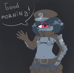 Rating: s
ID: 5723123
Date: 2025-07-21 00:06:34 -0400
Status: active
Score: 3
1_eye 5_fingers anthro armor belt blue_body blue_hair blue_skin cat_smile clothing cyclops english_text female fingers fluffydevoid gloves grey_body grey_skin hair handwear navel ner'yasha pouch_(clothing) red_eyes solo text topwear wide_hips post #5723123