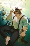 Rating: s
ID: 5595015
Date: 2025-05-24 13:31:26 -0400
Status: pending
Score: 9
abs alcohol andromorph anthro beverage body_hair bulge canid canine canis cigarette clothed clothing coyote del_687 detailed_bulge echo_(series) echo_project happy_trail hi_res intersex male mammal muscular open_clothing open_shirt open_topwear shirt sitting solo the_smoke_room topwear william_adler post #5595015