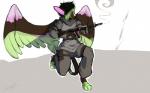 Rating: s
ID: 1685415
Date: 2018-10-21 15:46:32 -0400
Status: active
Score: -1
angel_dragon anthro biped bottomwear clothed clothing digitigrade dragon feathers flying fully_clothed fur gun hair hi_res holding_gun holding_object holding_ranged_weapon holding_weapon male multicolored_body multicolored_feathers multicolored_fur multicolored_hair mythological_creature mythological_scalie mythology pants ranged_weapon rifle scalie signature simple_background solo source_request tail twixxel_minty unknown_artist unknown_artist_signature weapon wings post #1685415