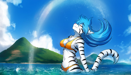Rating: s
ID: 5763229
Date: 2025-08-07 17:56:03 -0400
Status: active
Score: 95
2025 7:4 alternate_species anthro bikini bikini_bottom bikini_top black_stripes blue_hair breasts chest_tuft cleavage clothed clothed_anthro clothed_female clothing conditional_dnp crossgender digital_drawing_(artwork) digital_media_(artwork) eyes_closed felid female fur furrification hair hi_res keidran long_hair male_(lore) mammal markings midriff mtf_crossgender navel outside pantherine partially_submerged pose skimpy sky smile solo striped_body striped_fur striped_markings striped_tail stripes swimming swimwear tail tail_markings tiger tiger_trace tom_fischbach trace_legacy tuft two-piece_swimsuit twokinds water wet_hair wet_hair_flip white_body white_fur white_tail post #5763229