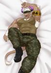 Rating: s
ID: 2164442
Date: 2020-02-28 02:08:27 -0500
Status: active
Score: 8
5_fingers abs absurd_res accessory armband bed belt black_clothing black_footwear boots bottomwear bovid bovine brown_body brown_fur camo camo_bottomwear camo_clothing camo_print cattle clothed clothing fingers footwear fur furniture green_clothing green_shirt green_topwear hair headband hi_res horn keijimohumohu lifewonders lying male mammal muscular muscular_male on_back on_bed pattern_bottomwear pattern_clothing pecs purple_eyes shennong_(tas) shirt shoes sojin_advance solo tail tail_tuft tank_top tokyo_afterschool_summoners topwear tuft white_hair post #2164442