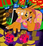 Rating: s
ID: 5639161
Date: 2025-06-13 07:42:59 -0400
Status: active
Score: 1
abstract_art abstract_background ambiguous_gender anthro biped brown_body clothing coconut curly_hair d6 dice dice_roll doorway drupe_(fruit) ears_back eyewear food fruit furniture glasses grass hair heart_print lagomorph leporid mammal pink_clothing pink_eyewear pink_glasses pink_nose pink_topwear pivoted_ears plant rabbit rexalogy sharp_teeth smile solo table teeth tongue_in_mouth topwear tree wearing_glasses yellow_sclera post #5639161