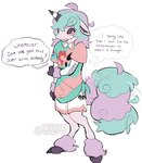 Rating: s
ID: 3595010
Date: 2022-09-29 00:32:23 -0400
Status: active
Score: 131
2022 anthro bede_(pokemon) blush bottomwear clothed clothing dialogue ears_down embarrassed english_text equid equine femboy fluffy fluffy_tail fully_clothed fur galarian_form galarian_ponyta generation_8_pokemon green_body green_fur hi_res hooves horn male mammal nintendo pivoted_ears pokemon pokemon_(species) purple_body purple_fur regional_form_(pokemon) secretly_loves_it shirt shorts signature simple_background snout solo speech_bubble tail tail_betrayal tail_motion tailwag text thought_bubble topwear unguligrade white_background yenkoby post #3595010