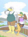 Rating: s
ID: 4009759
Date: 2023-04-23 10:51:49 -0400
Status: active
Score: 88
2022 3:4 4_fingers age_difference anatid anseriform anthro avian barefoot beak bird black_bottomwear black_clothing black_shorts blue_eyes blush body_hair bottomwear brogulls brown_body brown_bottomwear brown_clothing brown_feathers brown_shorts cellphone chest_hair closed_smile clothed clothing crossed_legs duck duo electronics eye_bags eyewear feathers feet fingers glasses green_clothing green_head green_shirt green_tank_top green_topwear gull half-closed_eyes hand_behind_head hand_holding hi_res holding_cellphone holding_object holding_phone lari larid looking_at_another looking_at_partner male male/male mature_anthro mature_male membrane_(anatomy) mouth_closed narrowed_eyes outside overweight overweight_anthro overweight_male phone purple_clothing purple_shirt purple_tank_top purple_topwear raeford_burke rain-yatsu romantic romantic_couple seaside shirt shorts sitting sitting_on_fence slim slim_male smartphone smile standing tank_top toes topwear water wearing_glasses webbed_feet white_body white_feathers wilson_(brogulls) yellow_beak yellow_legs post #4009759