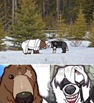 Rating: s
ID: 5539323
Date: 2025-04-30 10:37:03 -0400
Status: active
Score: 52
bear belt_on_mouth belt_on_tail ben_bigger black_tie_(suit) canid canine canis clothed clothed_feral clothing duo eye_patch eye_scar eyewear facial_scar feral feralized forest forest_background hair hi_res humor jacket male mammal mihoyo nature nature_background photo_background photography_(artwork) plant red_eyes renshiivun scar signature suit teeth topwear tree von_lycaon white_hair wolf zenless_zone_zero post #5539323