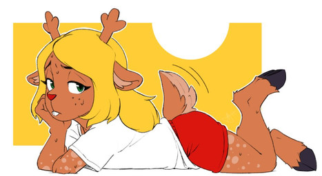 Rating: s
ID: 5670810
Date: 2025-06-27 10:51:13 -0400
Status: active
Score: 7
anthro antlers arm_support black_hooves blonde_hair bodily_fluids bottomwear brown_body brown_fur buckteeth clothed clothed_anthro clothed_female clothing cloven_hooves deer deltarune dipstick_tail eyebrows female fingers freckled_face freckles frown fully_clothed fully_clothed_anthro fully_clothed_female fur fur_markings green_eyes hair hand_on_face hooves horn hot-coco leaning_on_elbow long_ears long_hair looking_at_viewer lying mammal markings motion_lines mouth_closed multicolored_body multicolored_fur new_world_deer noelle_holiday on_front pose raised_leg red_bottomwear red_clothing red_nose red_shorts reindeer scut_tail shirt short_tail shorts simple_background solo sweat sweatdrop sweaty_body tail tail_markings tail_motion tailwag teeth thick_thighs topwear two_tone_body two_tone_fur undertale_(series) white_clothing white_shirt white_topwear post #5670810