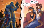 Rating: s
ID: 5577308
Date: 2025-05-16 19:24:46 -0400
Status: active
Score: 19
amputee anthro armor athletic athletic_female bottomwear breasts broderick_longshanks carrioncat cleavage clothed clothing controller denim denim_bottomwear denim_clothing disability equid equine felid feline female game_controller gaming grinding gun hi_res jaguarundi jeans low_cut_shirt mammal muscular pants playing_video_game ranged_weapon romantic romantic_couple shirt tank_top topwear torn_clothing tyranid warhammer_(franchise) warhammer_40000 weapon post #5577308