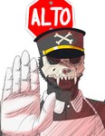 Rating: s
ID: 5531417
Date: 2025-04-26 10:59:53 -0400
Status: active
Score: 8
ambiguous_gender ambiguous_species anthro apron black_body black_fur bone clothed clothing crossbones fangs flat_cap fur gloves handwear hat headgear headwear hi_res looking_at_viewer maid_uniform mammal mask meme raised_hand reaction_image skull skull_mask solo spanish_text teeth text translated uniform usuario2 post #5531417
