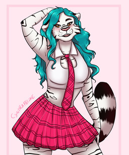 Rating: s
ID: 2498499
Date: 2020-11-22 12:25:51 -0500
Status: active
Score: 24
anthro blue_hair breasts brown_eyes curls curly_hair curvy_figure cynthia_(cynthiafeline) cynthia_(disambiguation) cynthiafeline digital_media_(artwork) felid female hair hi_res hourglass_figure mammal pantherine pinup pose solo stripes suggestive tiger post #2498499