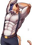 Rating: s
ID: 5658311
Date: 2025-06-21 14:41:15 -0400
Status: pending
Score: 5
abs absurd_res anthro artlietliet blue_bottomwear blue_clothing blue_pants bottomwear calico_cat clothing domestic_cat epic_games eyes_closed felid feline felis fortnite fortnite:_battle_royale fur hi_res male mammal meowscles multicolored_body multicolored_fur muscular muscular_anthro muscular_male open_mouth pants pecs raised_arm simple_background solo stretching suspenders tail white_background yawn post #5658311