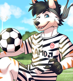 Rating: s
ID: 3821059
Date: 2023-01-19 10:04:58 -0500
Status: active
Score: 4
2021 accessory amd anthro antoine_darkstar black_hair black_paws black_stripes blue_eyes canid canine clothing emiiz football_player fox fur hair half-length_portrait headband male male_anthro mammal markings orange_stripes portrait soccer_jersey soccer_uniform solo sportswear striped_markings stripes teal_eyes uniform white_body white_clothing white_fur post #3821059