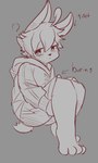 Rating: s
ID: 5666368
Date: 2025-06-25 06:54:09 -0400
Status: active
Score: 6
2022 absurd_res anthro choki clothing english_text hi_res lagomorph leporid looking_at_viewer looking_back male mammal monochrome rabbit sketch solo text tired tired_expression tired_eyes post #5666368