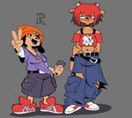Rating: s
ID: 5540509
Date: 2025-04-30 22:28:13 -0400
Status: active
Score: 20
aaaaaron122 absurd_res anthro beanie belt black_choker black_jewelry black_necklace blue_clothing blue_shirt blue_topwear bottomwear bovid canid canine canis caprine choker clothing denim denim_bottomwear denim_clothing digital_drawing_(artwork) digital_media_(artwork) domestic_dog duo electronics fangs female footwear gesture grey_background hand_behind_back hand_gesture hat headgear headwear hi_res holding_microphone holding_object horn jeans jewelry lammy_lamb looking_at_viewer male mammal microphone midriff navel navel_piercing necklace open_mouth open_smile orange_beanie orange_clothing orange_hat orange_headwear oversized_clothing oversized_shirt oversized_topwear pants parappa parappa_the_rapper piercing red_clothing red_footwear red_shirt red_topwear sheep shirt short_sleeves simple_background smile sony_corporation sony_interactive_entertainment teeth thong topwear torn_bottomwear torn_clothing torn_jeans torn_pants um_jammer_lammy underwear v_sign post #5540509