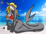 Rating: s
ID: 335195
Date: 2013-06-02 09:58:42 -0400
Status: active
Score: 34
2013 absurd_res anthro beach big_breasts bikini biped black_body black_skin blonde_hair blue_eyes breasts claws cleavage clothed clothing cloud dated detailed_background digital_media_(artwork) english_text fangs feet female fish freckles full-length_portrait grey_body grey_skin hair hi_res hindpaw kneeling lips long_hair looking_at_viewer marine non-mammal_breasts outside paws portrait pose sand seaside shark side_view sky smile solo swimwear tail teeth text tight_clothing two-piece_swimsuit under_boob walter_sache water white_body white_skin yokozuwari post #335195