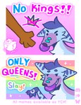 Rating: s
ID: 5642237
Date: 2025-06-14 16:37:29 -0400
Status: active
Score: 32
blue_body blue_fur canid canine comic crown dialogue english_text fox fur headgear hi_res humor lgbt lgbt_pride luckfoxo33 male mammal meme painted_claws pink_background pride_colors protest protest_art rainbow_flag rainbow_pride_flag rainbow_symbol shitpost silly simple_background sparkles speech_bubble text tolng post #5642237