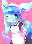 Rating: s
ID: 5628077
Date: 2025-06-08 03:43:47 -0400
Status: pending
Score: 5
abstract_background accessory ambiguous_gender anthro apron black_clothing black_dress blush clothed clothing d685ab7f digital_drawing_(artwork) digital_media_(artwork) dress eeveelution frilly frilly_accessory frilly_apron frilly_clothing frilly_dress frilly_hairband fully_clothed generation_4_pokemon glaceon gloves_(marking) hair_accessory hairband hand_on_own_face heart_symbol holding_object holding_tray licking licking_lips maid_headdress maid_uniform mammal markings nintendo one_eye_closed pink_background pokemon pokemon_(species) portrait semi-anthro signature simple_background smile solo three-quarter_portrait tongue tongue_out tray unavailable_at_source uniform post #5628077
