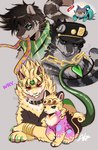 Rating: s
ID: 4619097
Date: 2024-02-24 04:34:07 -0500
Status: active
Score: 236
accessory black_body black_fur black_hair blonde_hair blush bracelet brown_body brown_fur brown_hair chain_necklace claws clothed clothing collar countershading dialogue dio_brando domestic_cat elemental_creature english_text fangs father_(lore) father_and_child_(lore) father_and_son_(lore) felid feline felis feral flora_fauna flower flower_creature fur giorno_giovanna grey_background group hair hat headband headgear headwear hi_res hybrid jewelry jojo's_bizarre_adventure joseph_joestar jotaro_kujo kerchief leopard lion looking_at_another looking_down lying male mammal missaka necklace pantherine parent_(lore) parent_and_child_(lore) parent_and_son_(lore) paws pink_body pink_fur plant scarf signature simple_background smile son_(lore) spiky_hair stand_(jjba) stray_cat_(jjba) tail teeth text torn_clothing torn_hat torn_headwear vampire whiskers yellow_body yellow_fur young young_feral young_male post #4619097