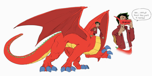 Rating: s
ID: 2024295
Date: 2019-10-15 20:43:12 -0400
Status: active
Score: 16
2019 4_toes 5_fingers alyd american_dragon:_jake_long big_wings black_hair bottomless clothed clothing disney dragon dragon_taur english_text feet fingers green_highlights green_mane hair hi_res highlights_(coloring) jake_long male male_taur mane membrane_(anatomy) membranous_wings mythological_creature mythological_scalie mythology pooqa quadruped red_body red_skin red_wings scales scalie simple_background slinkydragon_(colorist) small_upper_body solo tail taur text toes transformation wings yellow_body yellow_scales post #2024295